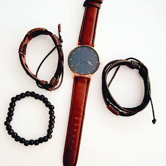 Unisex Adjustable Hemp Cord Braided Rope Wristbands Bracelets Watch Set - Picture 8 of 12